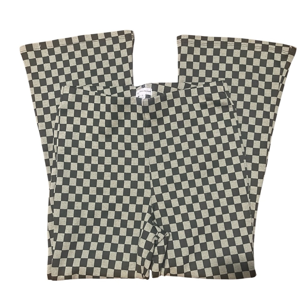 Love on a Hanger Checkered Flare Pants in Black and Green